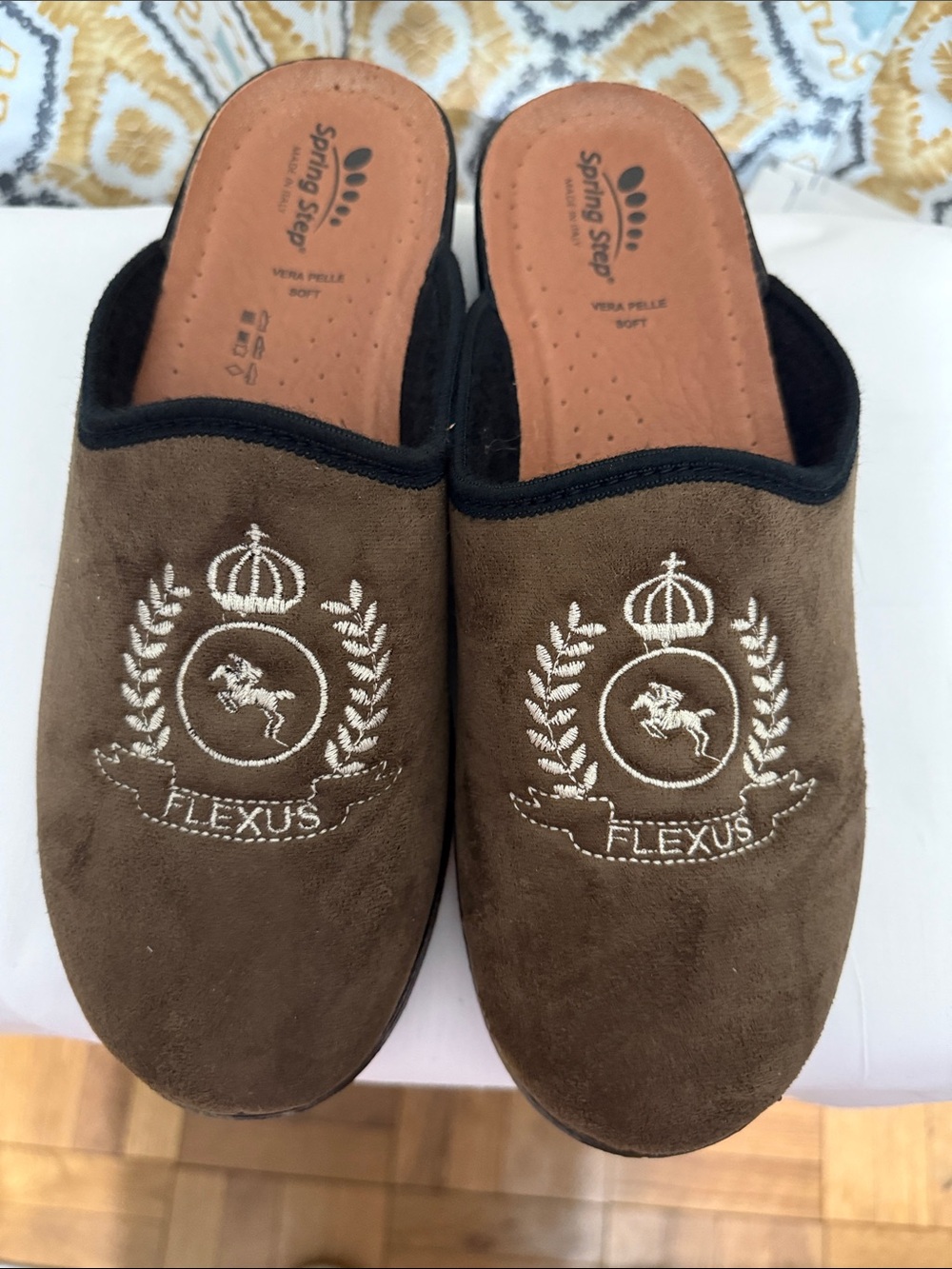 Flexus Men's Brown Slip-On Suede-Style Slippers